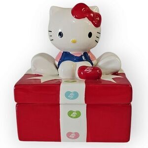 Hello Kitty‎ Jelly Belly Candy Christmas Square Box Jar 5 1/2" x 5 1/2" x 6 1/2"